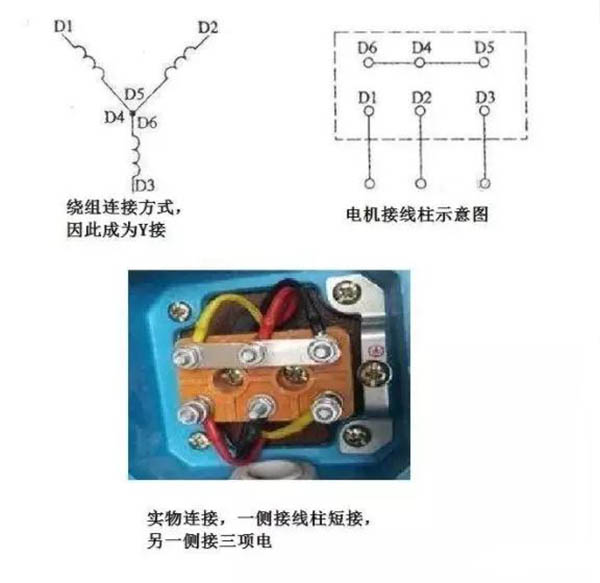 3個接線柱和6個接線柱電機接法